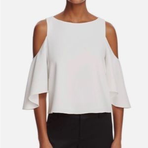 Size 8 White Alice + Olivia Coralee Cold Shoulder Top